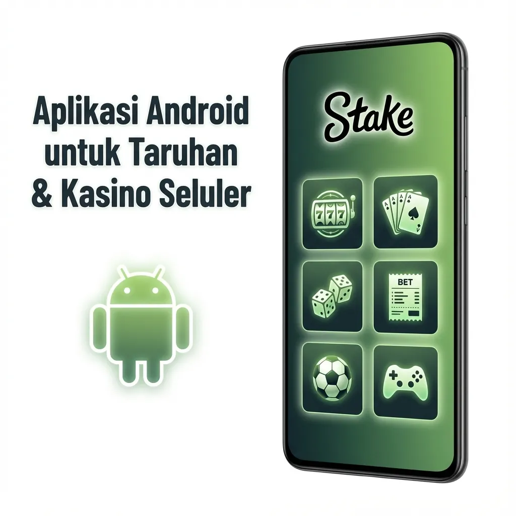Tampilan aplikasi Android untuk taruhan dan kasino seluler, dengan petunjuk pemasangan langkah demi langkah.