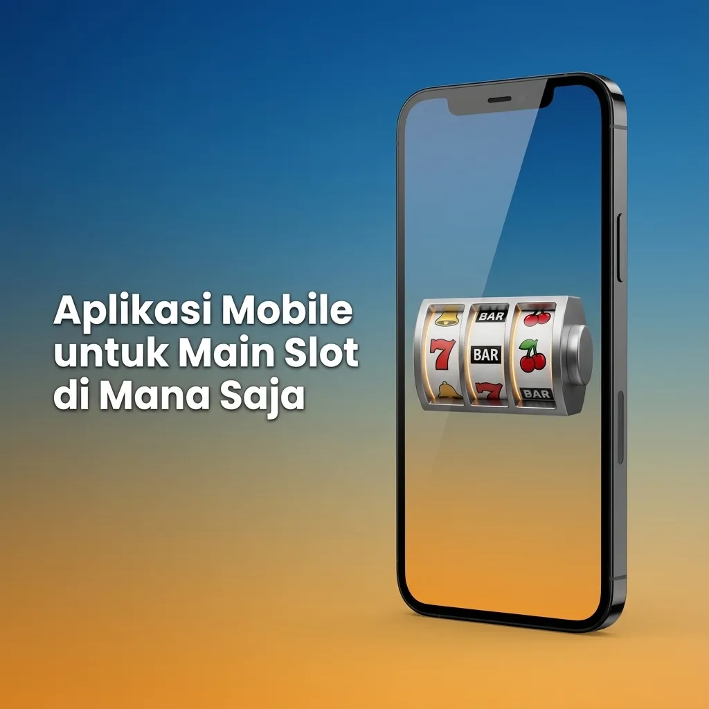 Layar ponsel menampilkan aplikasi slot: opsi instal PWA/APK, menu Slot, filter, tombol Spin, dan mode demo.