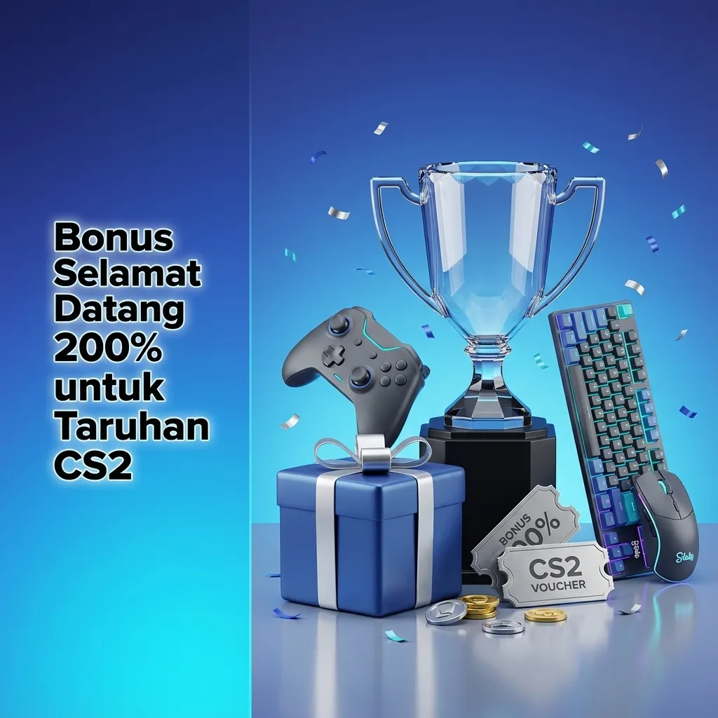 Banner promo: Bonus Selamat Datang 200% untuk Taruhan CS2, langkah klaim, deposit, dan catatan 18+.
