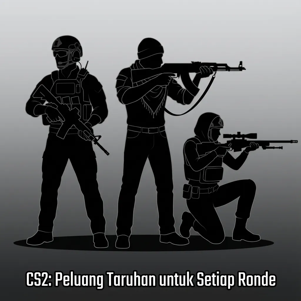 Antarmuka taruhan CS2 dengan odds tiap ronde: pemenang map/match, handicap, total ronde, pistol round, dan taruhan live.