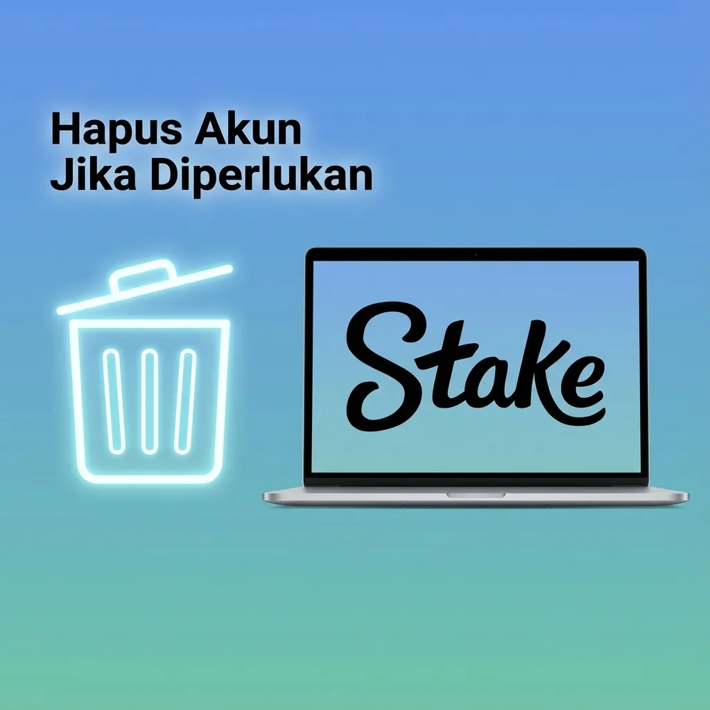 Ilustrasi panduan hapus akun dengan aman: bantuan/live chat, ajukan penutupan, verifikasi, tarik saldo, konfirmasi.