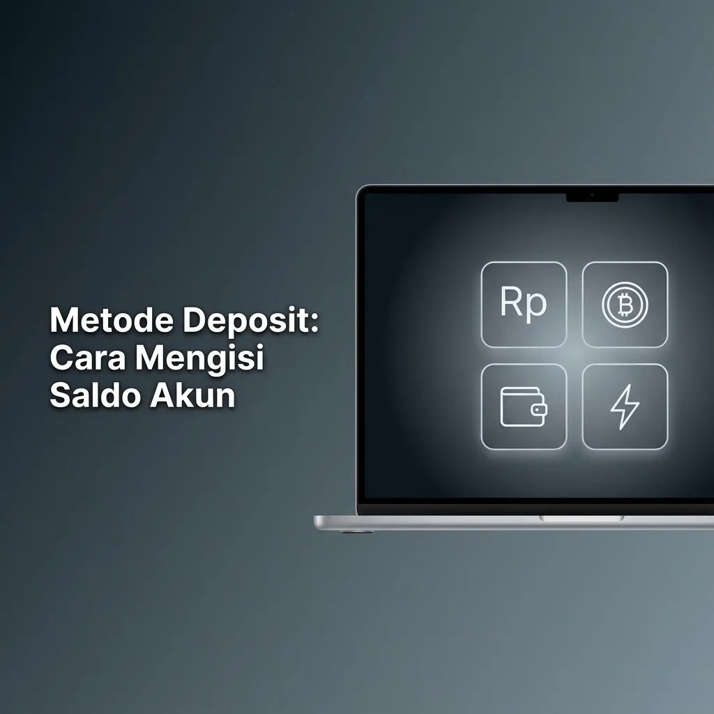 Infografik 'Metode Deposit': buka Dompet > Deposit, pilih metode, masukkan nominal, ikuti instruksi, konfirmasi.