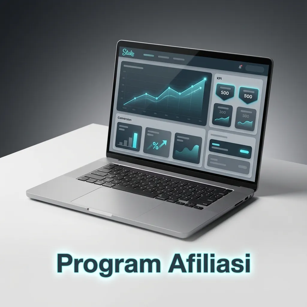 Ilustrasi Program Afiliasi: komisi berbasis performa, promosi, pelacakan real‑time, dukungan manajer untuk kreator Indonesia