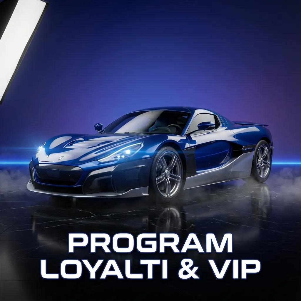 Ilustrasi Program Loyalti & VIP: tingkat naik lewat poin dari taruhan; hadiah cashback, bonus, dan akses event VIP.