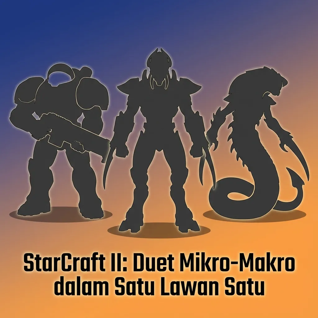 Layar StarCraft II 1v1 menyorot duel mikro-makro, analisis ras dan peta, serta opsi taruhan pra-pertandingan dan live.