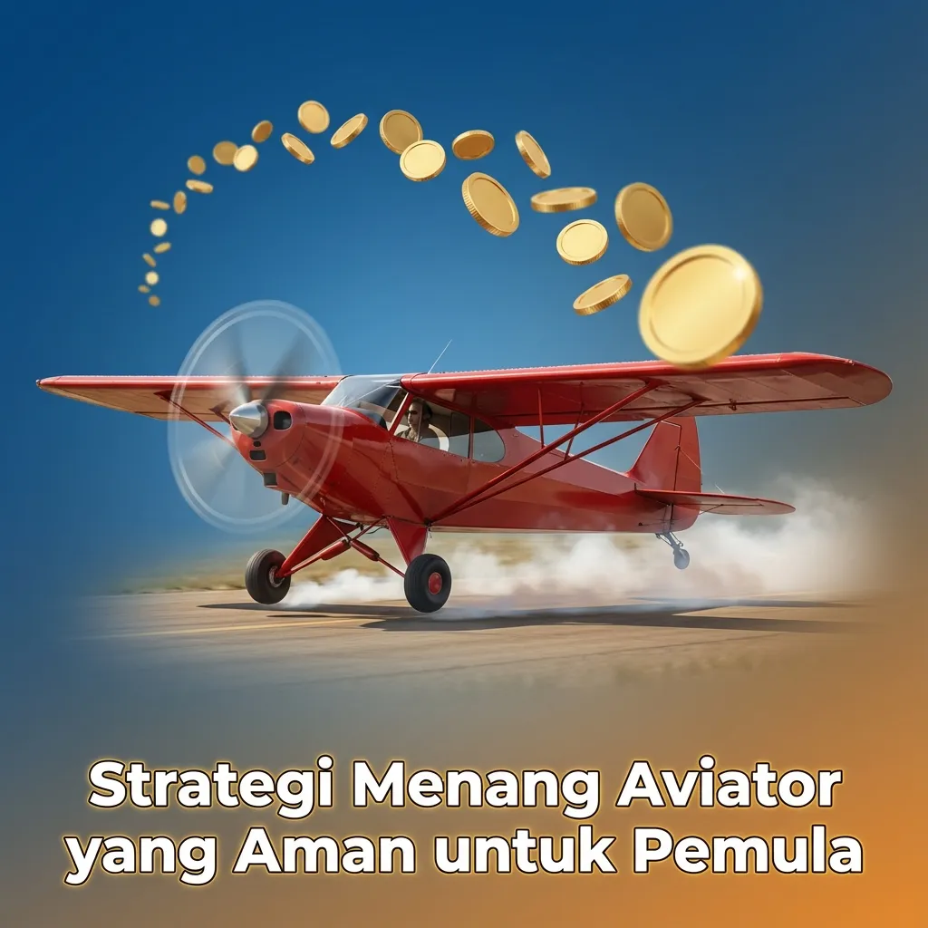 Infografik strategi aman Aviator untuk pemula: target rendah 1.3–2x, dua taruhan, batas 1–2%, auto, jeda terukur.