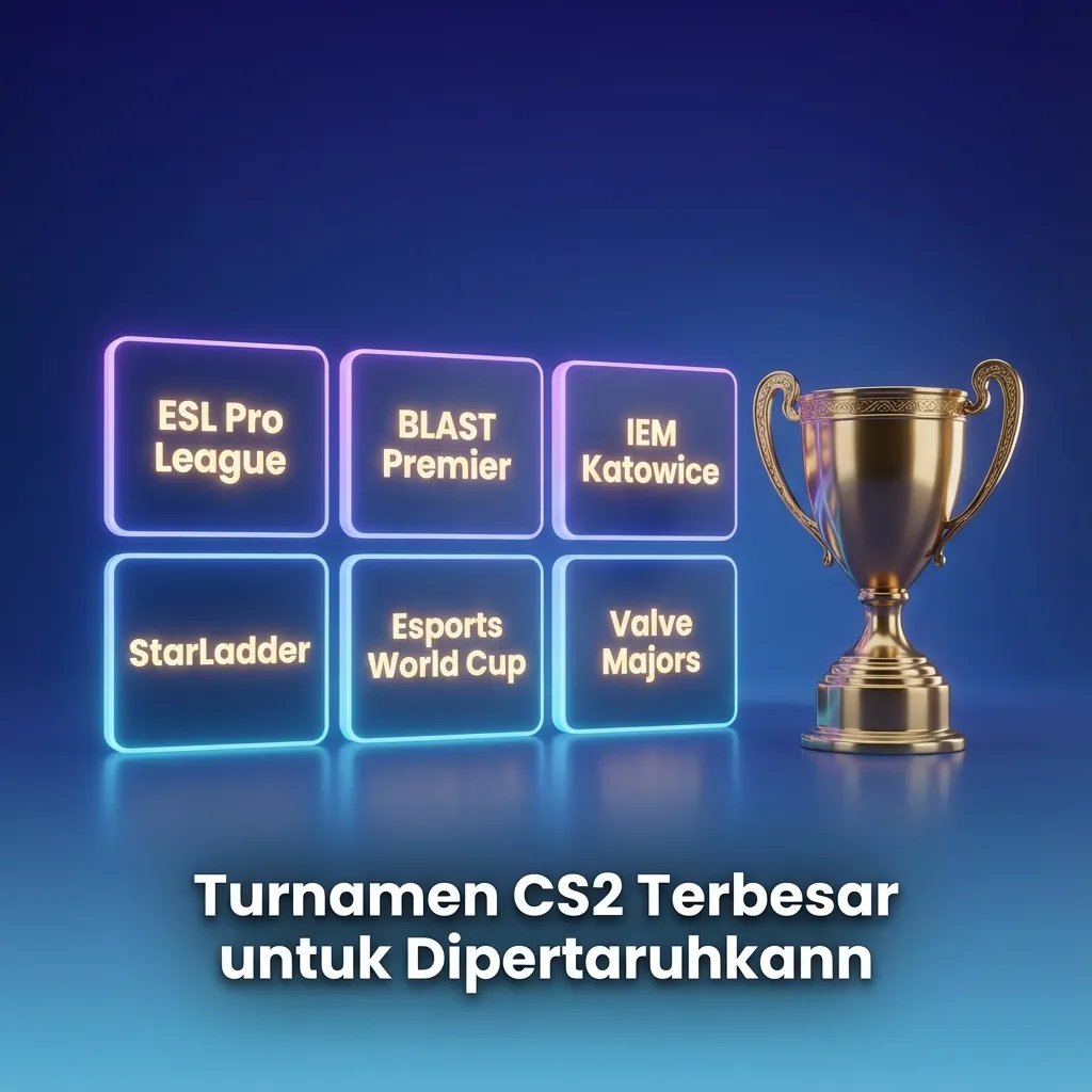 Daftar turnamen CS2 papan atas: Valve Majors, ESL Pro League, BLAST, IEM Katowice & Cologne, Esports World Cup, StarLadder.