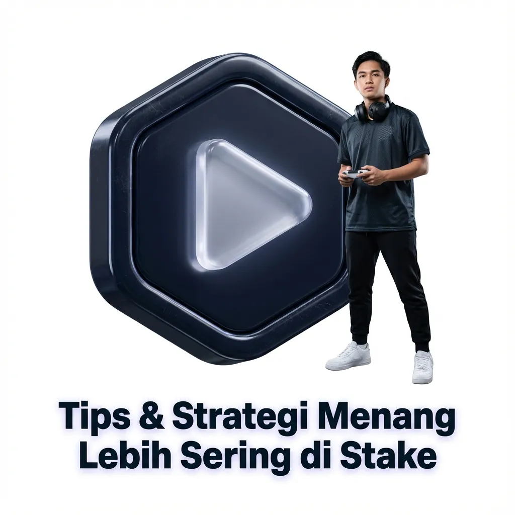 Infografik tips bertaruh di Stake: kelola bankroll, cek meta, performa tim, format, odds, roster, live betting.