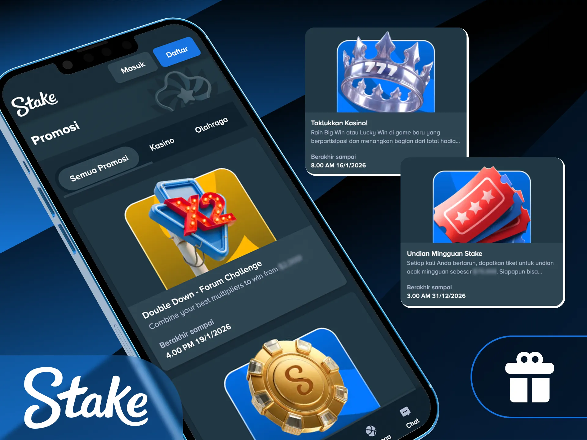 Klaim bonus selamat datang eksklusif saat Anda melakukan deposit di Stake App.