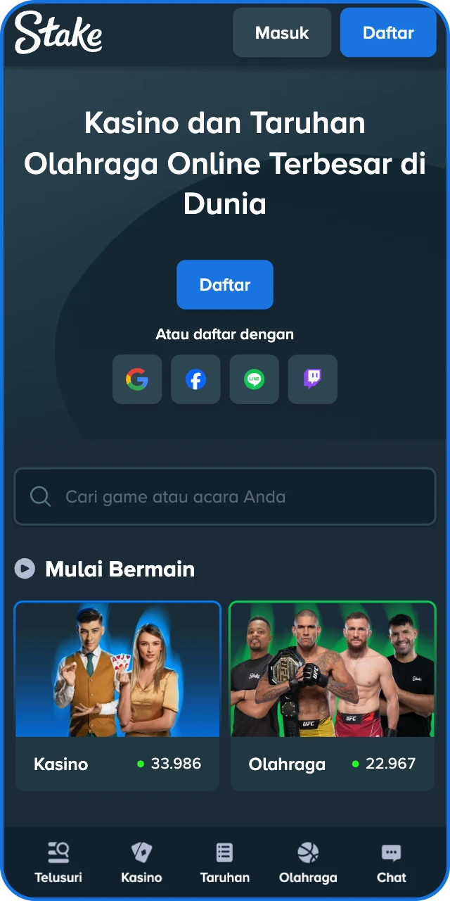 Buka aplikasi Stake App yang telah terpasang di perangkat seluler Anda.