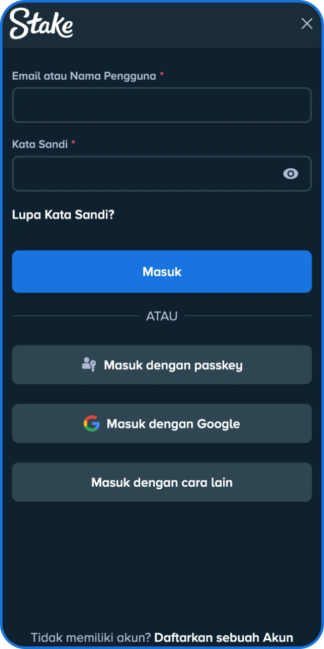 Masuk ke akun Anda sekarang untuk mulai bertaruh di Stake App.