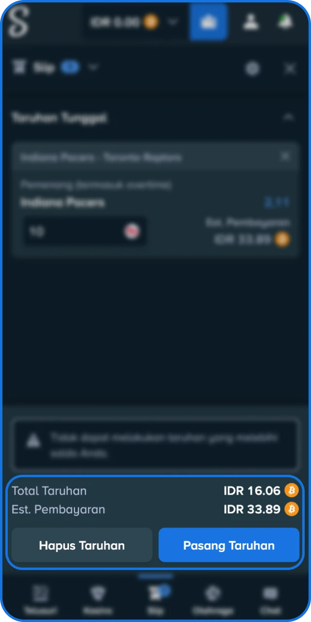 Masukkan nilai taruhan dan konfirmasi segera melalui platform Stake App.