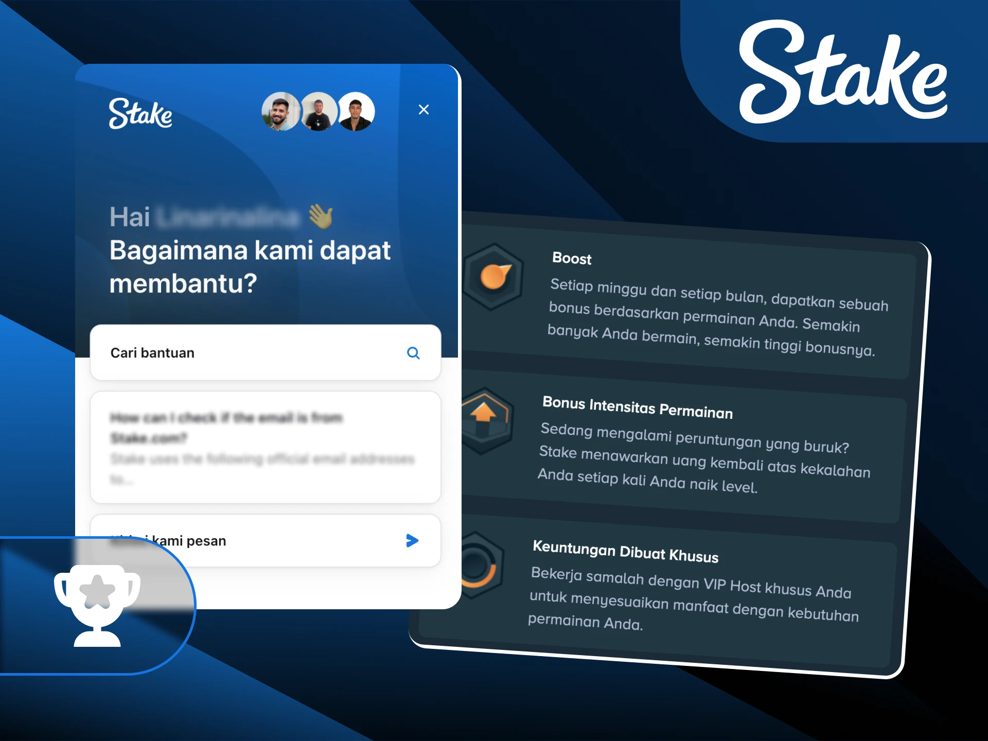 Nikmati layanan VIP & prioritas untuk mendapatkan akses bantuan lebih cepat dan eksklusif di platform Stake Indonesia.