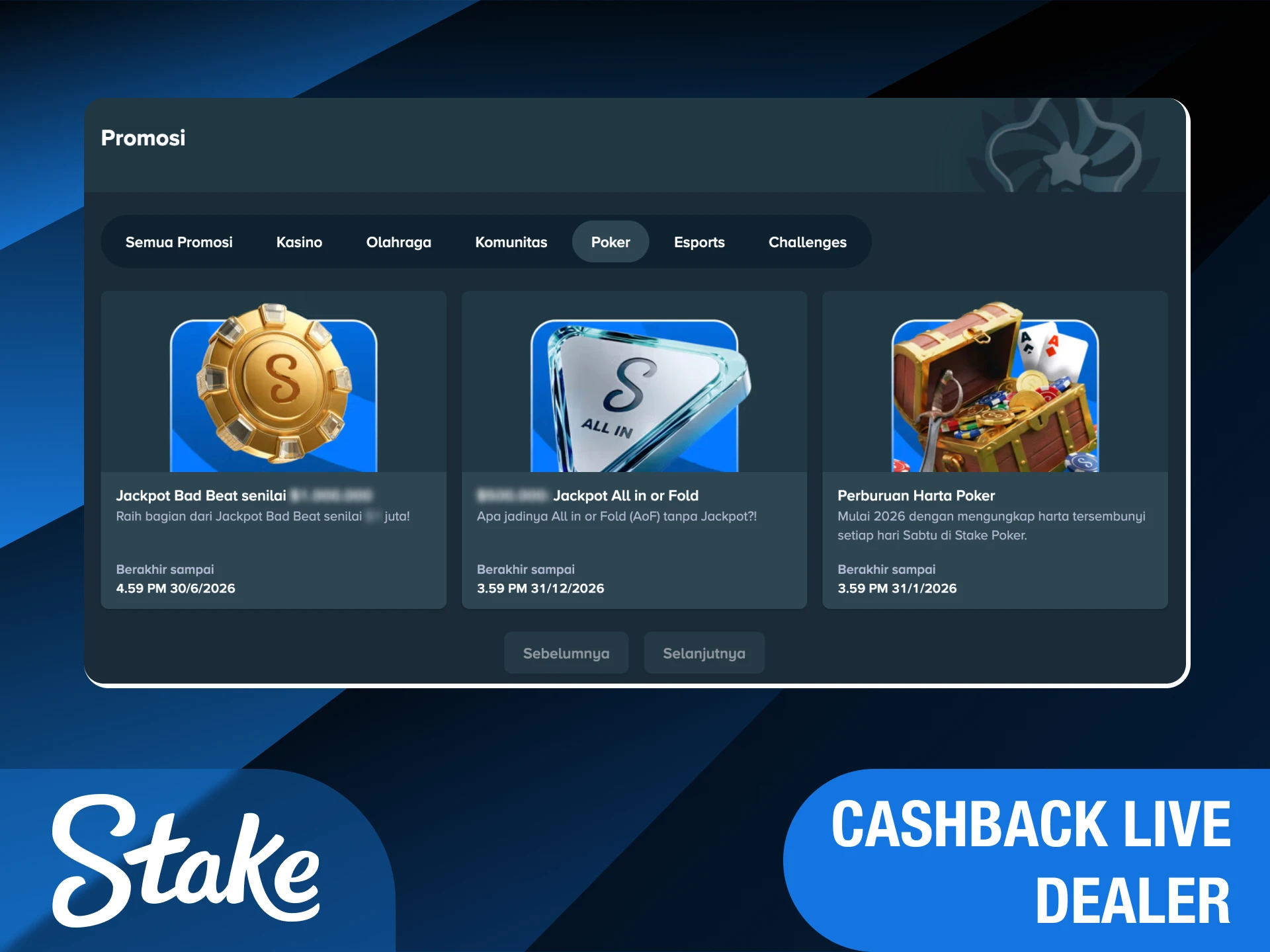 Dapatkan cashback live dealer untuk meminimalkan risiko kekalahan di Stake Indonesia.
