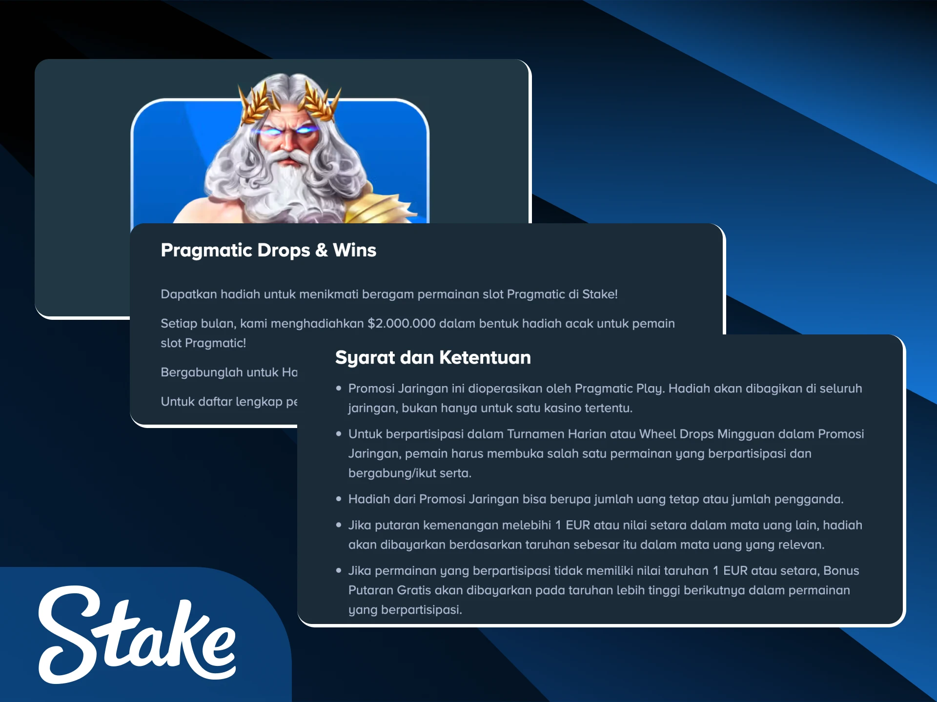 Ikuti turnamen slot dan drops demi hadiah besar di Stake Indonesia.