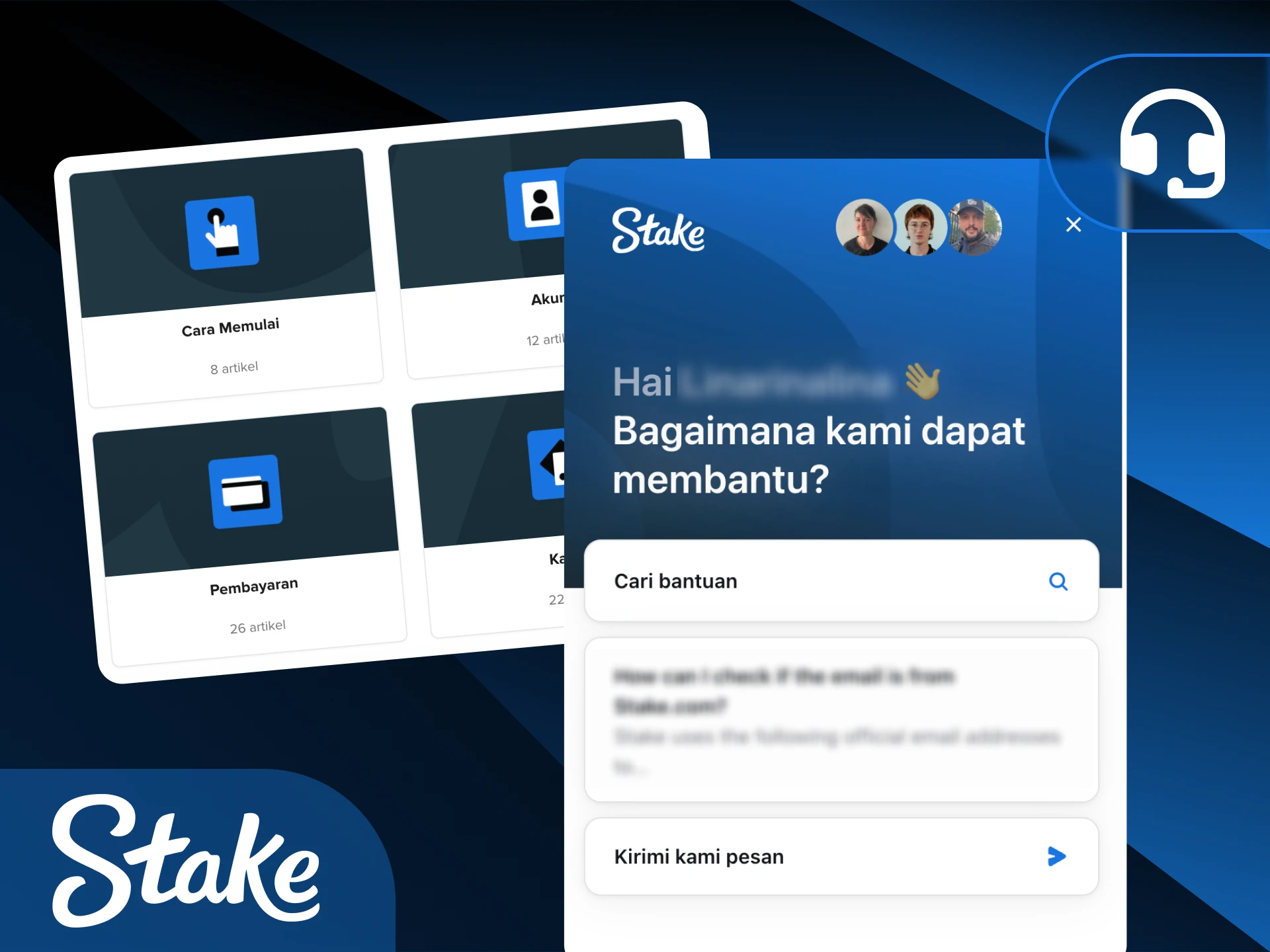Hubungi layanan kontak dukungan pelanggan Stake Indonesia jika Anda memerlukan bantuan setoran.