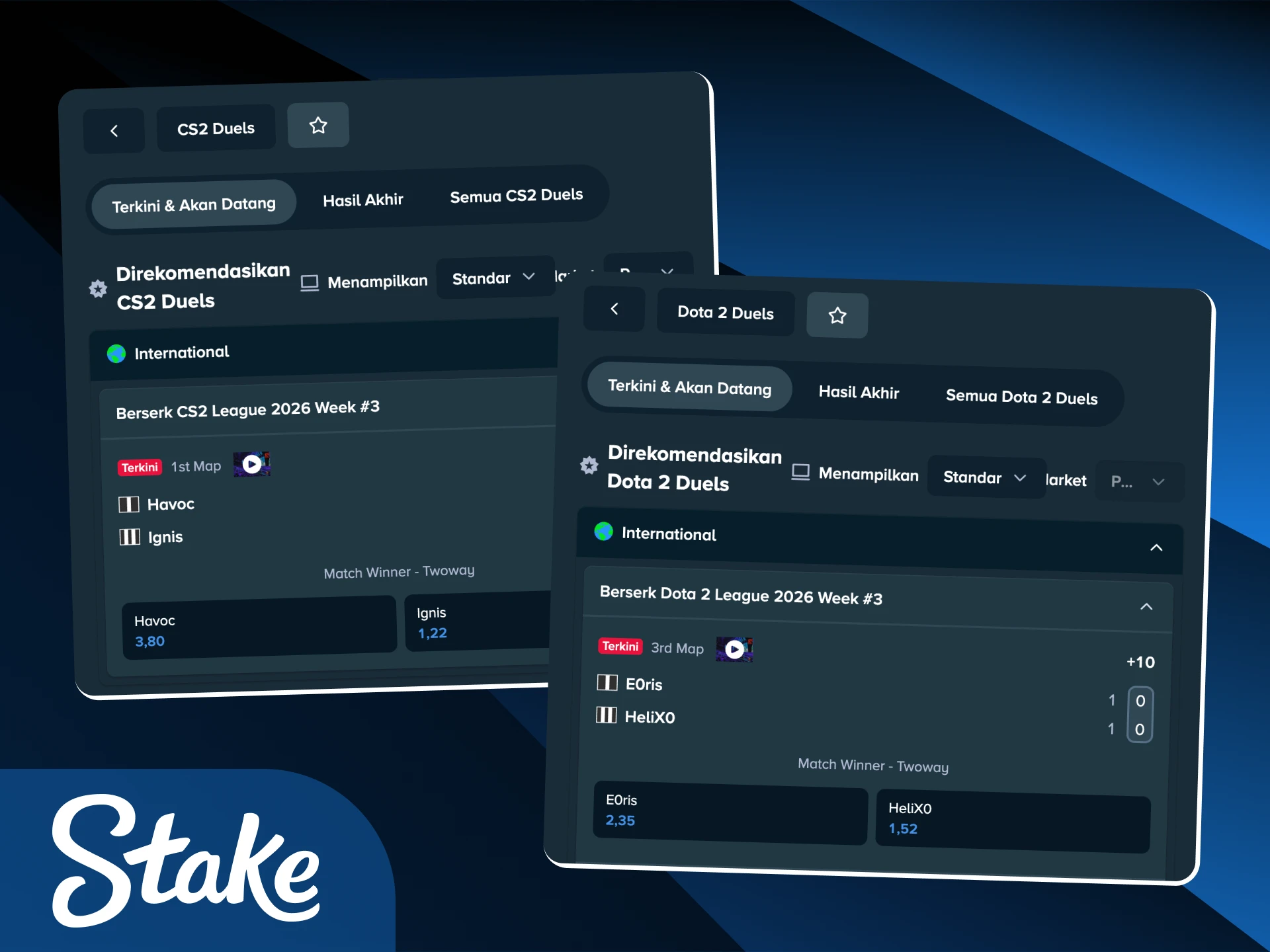 Temukan alasan mengapa memilih Stake untuk taruhan Esports paling aman di Indonesia.