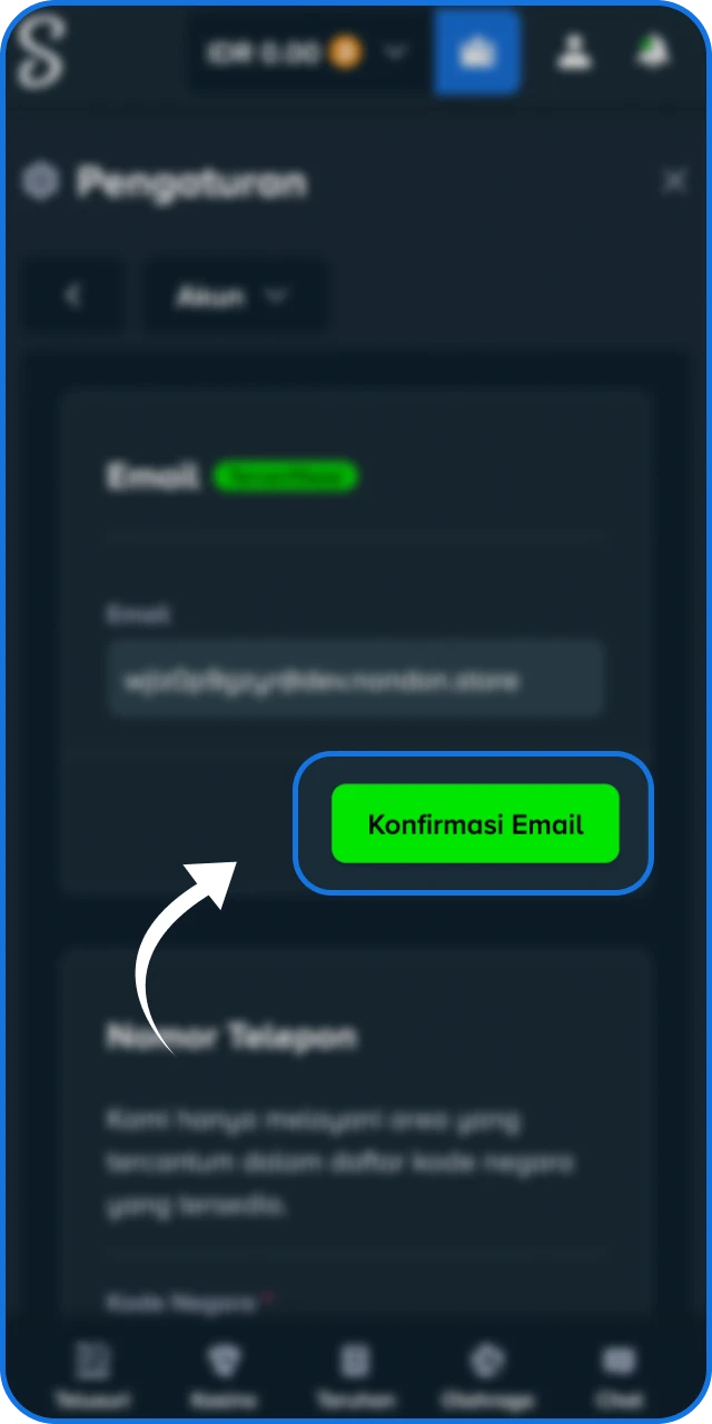 Lakukan verifikasi email untuk mengamankan identitas akun Stake Indonesia Anda.