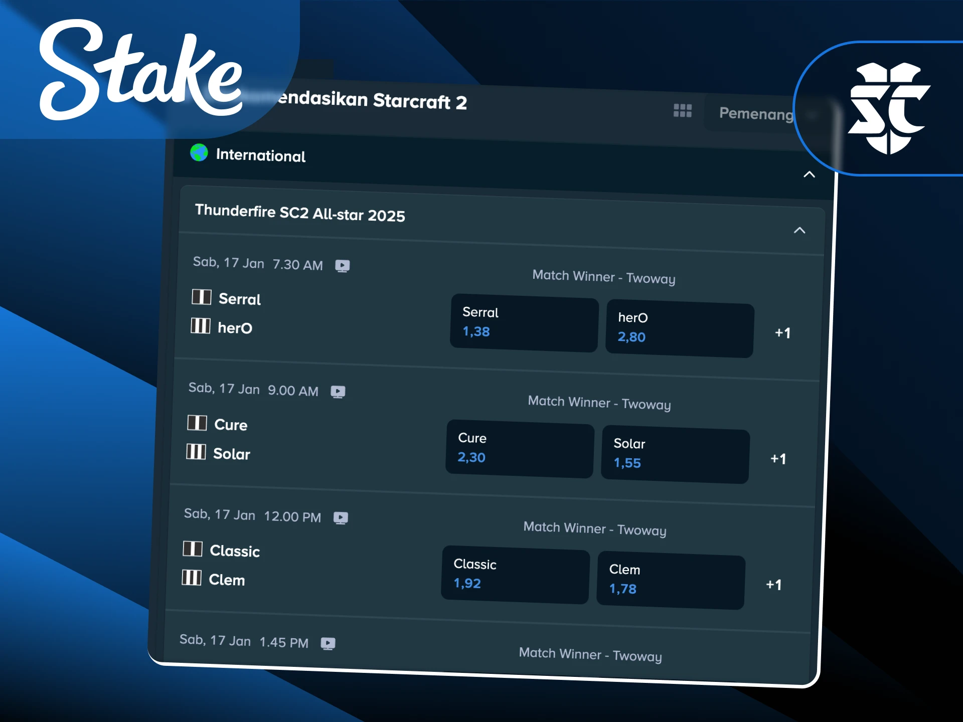 Saksikan duel mikro-makro StarCraft II dalam taruhan satu lawan satu di Stake Indonesia.
