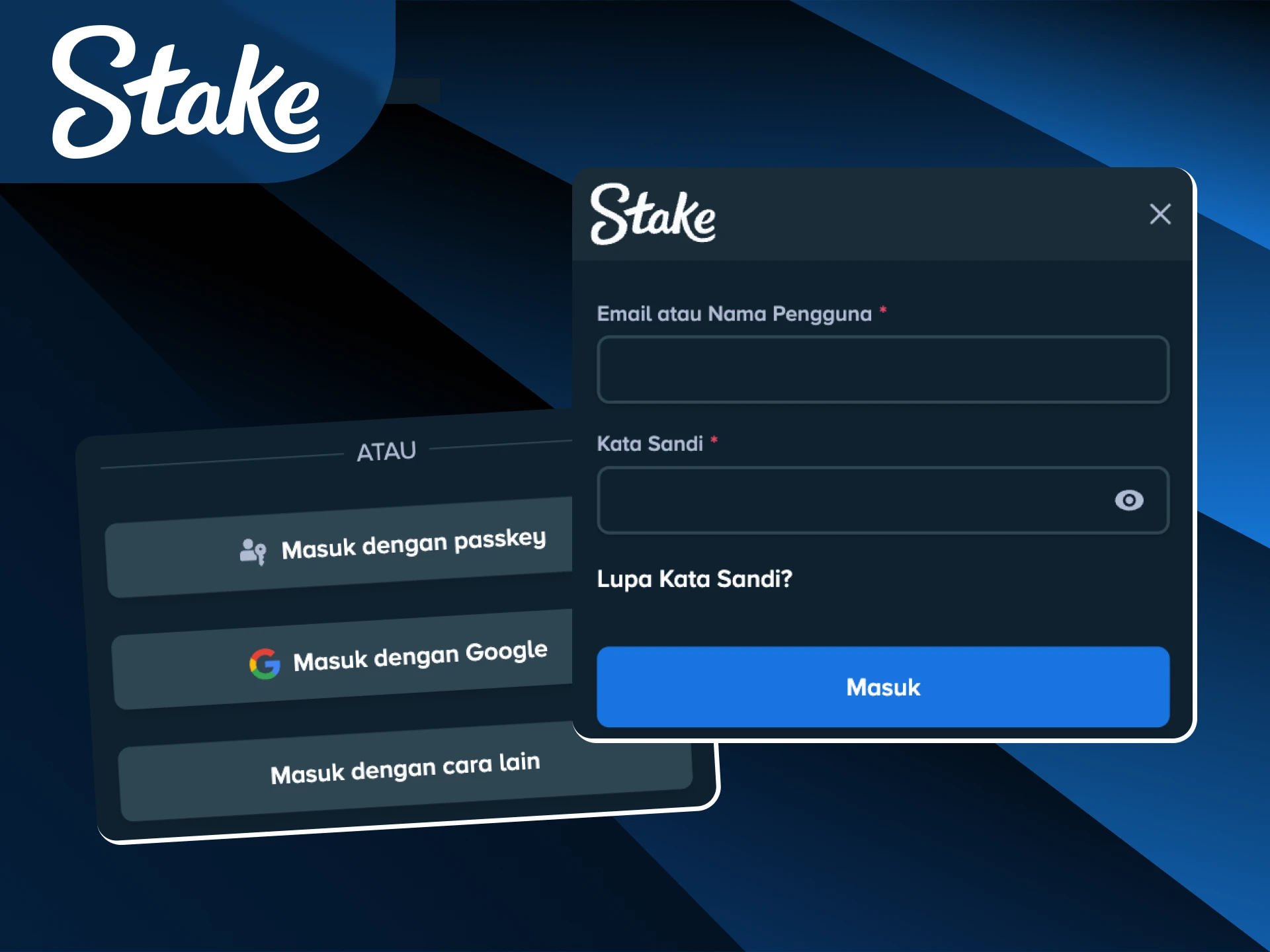 Temukan berbagai opsi login akun yang mudah bagi pemain di Stake Indonesia.