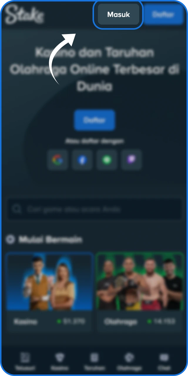 Buka aplikasi yang telah terpasang untuk memulai sesi Stake Indonesia.