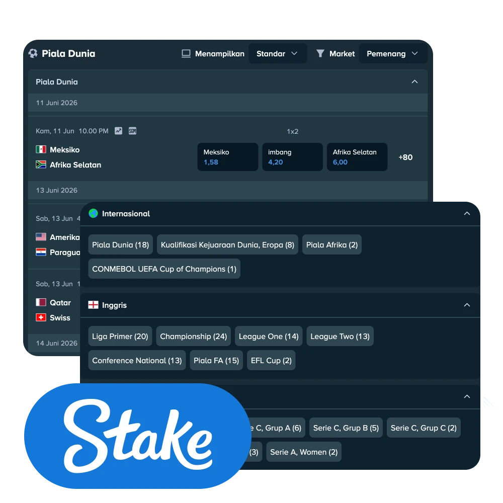 Nikmati pengalaman taruhan sepak bola terbaik yang dirancang khusus untuk pengguna Indonesia di Stake.