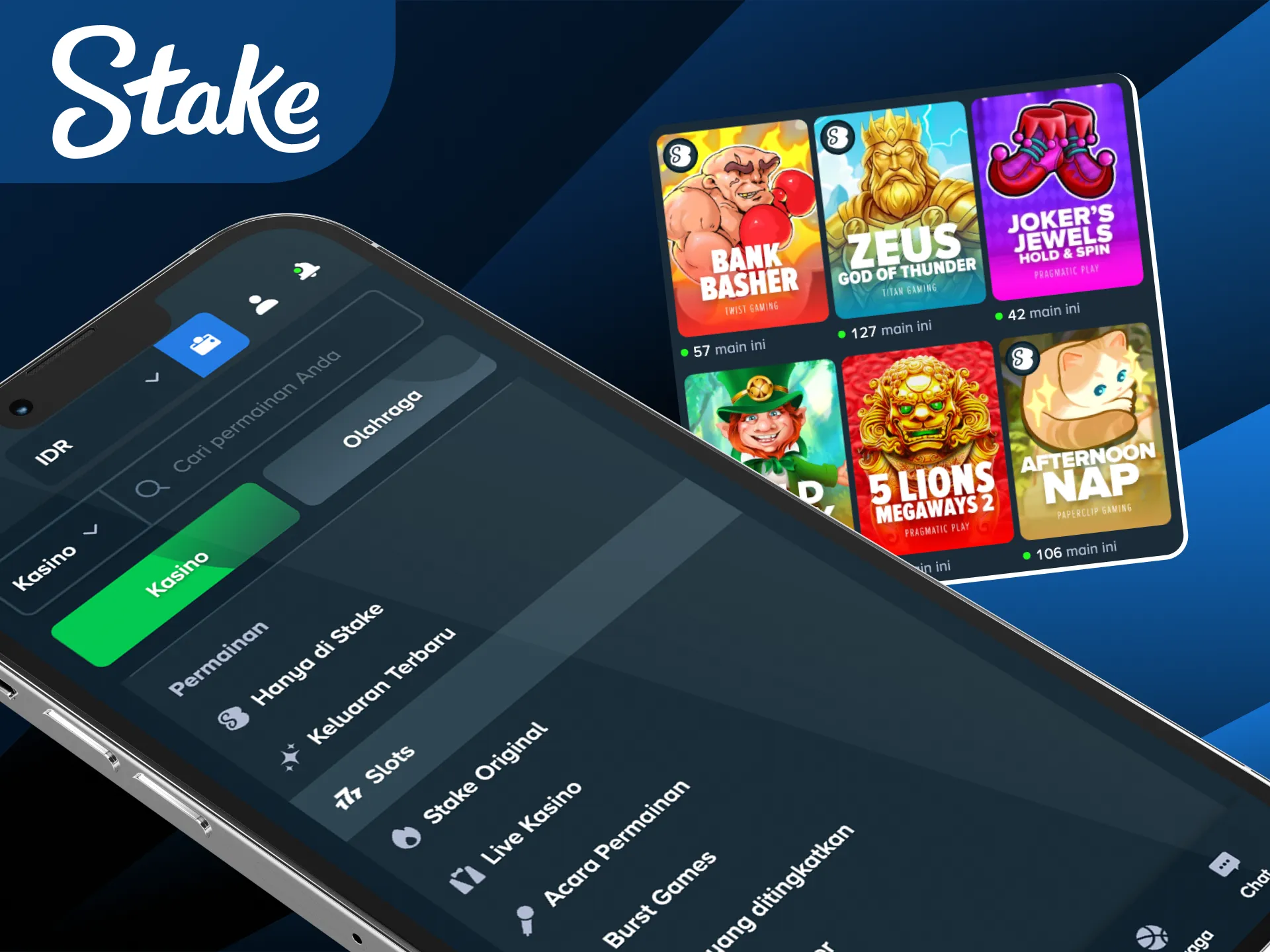 Nikmati kemudahan navigasi antarmuka yang responsif saat mencari judul slot favorit di Stake Indonesia.