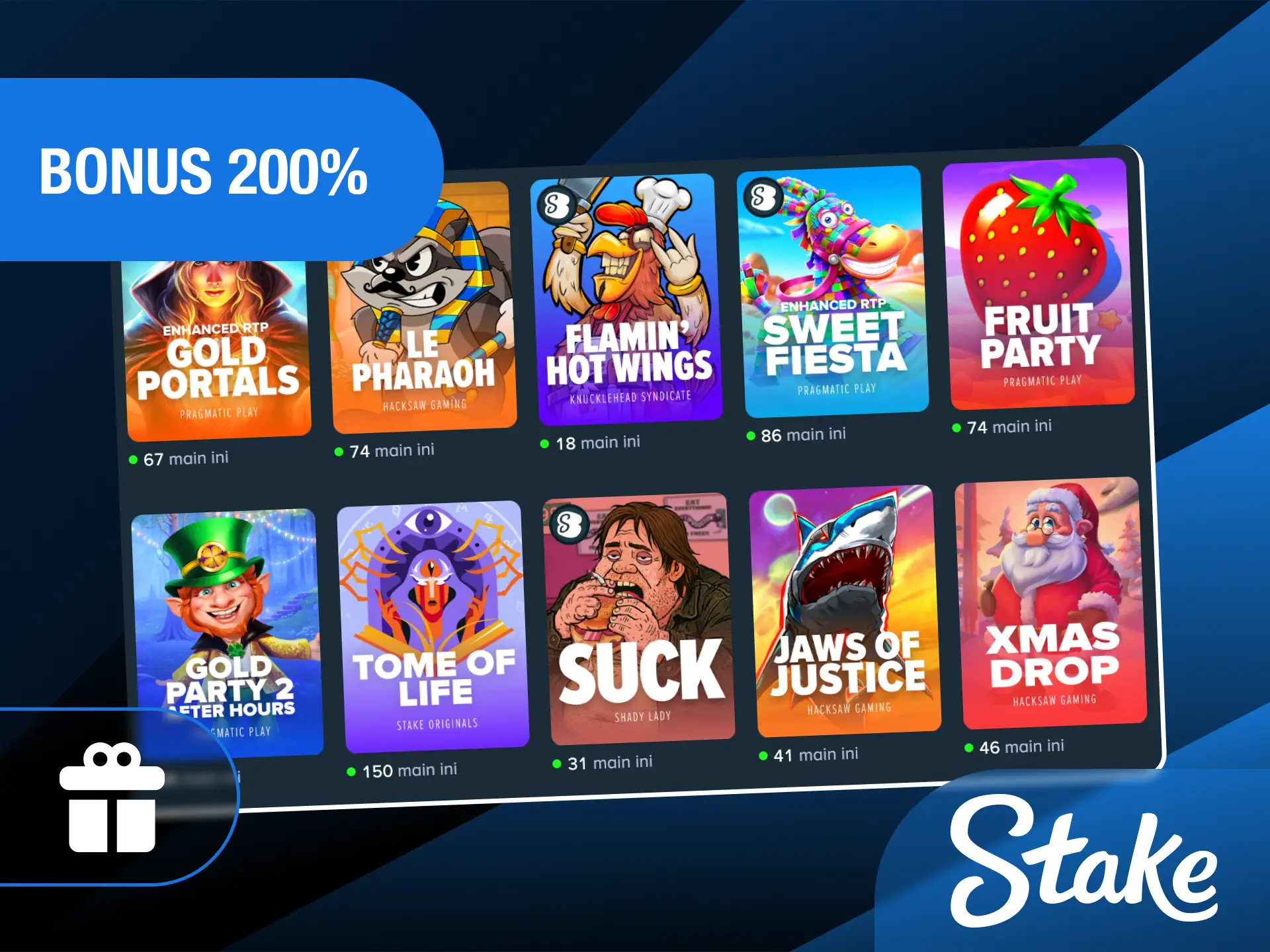 Klaim bonus sambutan 200% yang dirancang khusus untuk memberikan modal tambahan bagi pemain baru Stake Indonesia.