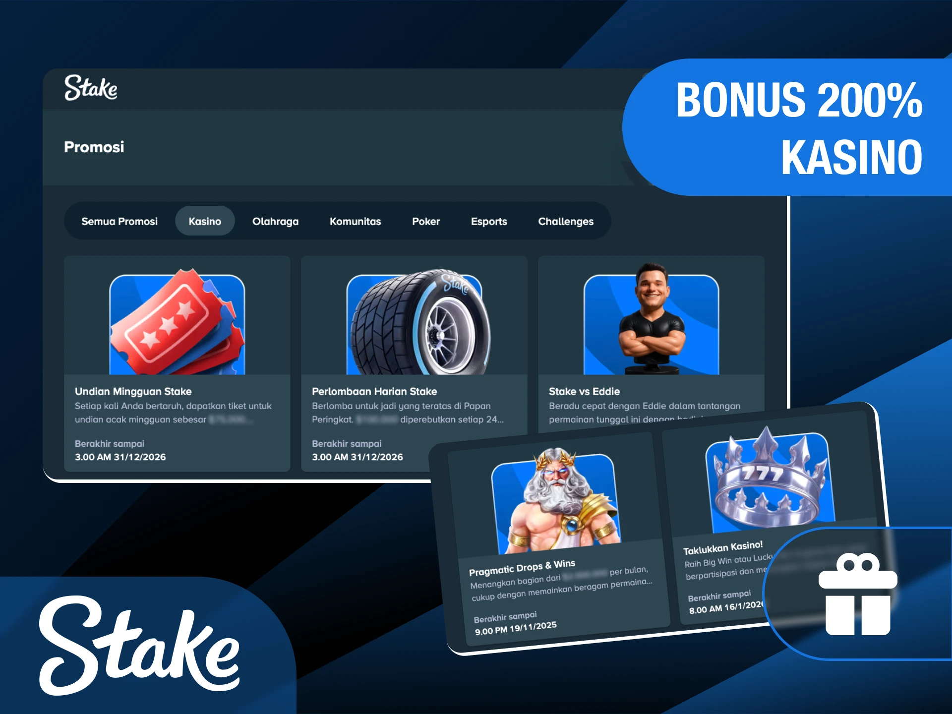 Mainkan berbagai macam permainan kasino seru menggunakan bonus dari Stake Indonesia.