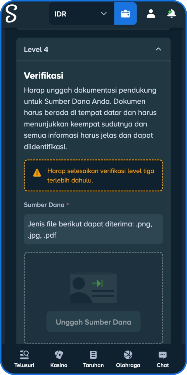 Kirimkan dokumen Bukti Alamat Anda melalui platform resmi Stake Indonesia.